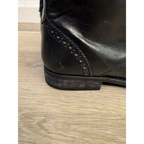 Studio Ink Cowboy Wing Tip Men's Black Leather Ankle Boots Size 9 Brogue - Picture 7 of 12